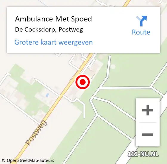 Locatie op kaart van de 112 melding: Ambulance Met Spoed Naar De Cocksdorp, Postweg op 12 november 2023 09:36