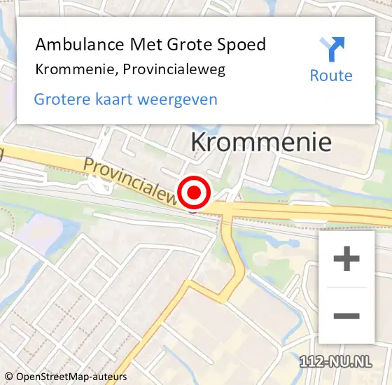 Locatie op kaart van de 112 melding: Ambulance Met Grote Spoed Naar Krommenie, Provincialeweg op 12 november 2023 12:13