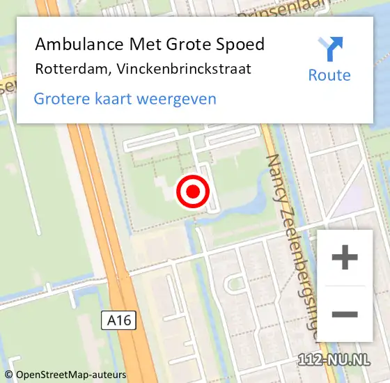 Locatie op kaart van de 112 melding: Ambulance Met Grote Spoed Naar Rotterdam, Vinckenbrinckstraat op 12 november 2023 12:23