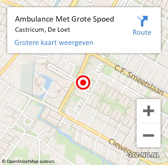 Locatie op kaart van de 112 melding: Ambulance Met Grote Spoed Naar Castricum, De Loet op 12 november 2023 13:12