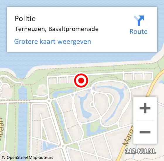 Locatie op kaart van de 112 melding: Politie Terneuzen, Basaltpromenade op 12 november 2023 13:23