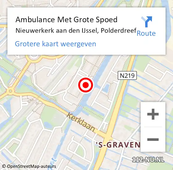 Locatie op kaart van de 112 melding: Ambulance Met Grote Spoed Naar Nieuwerkerk aan den IJssel, Polderdreef op 12 november 2023 14:18