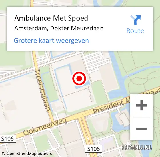Locatie op kaart van de 112 melding: Ambulance Met Spoed Naar Amsterdam, Dokter Meurerlaan op 12 november 2023 15:04
