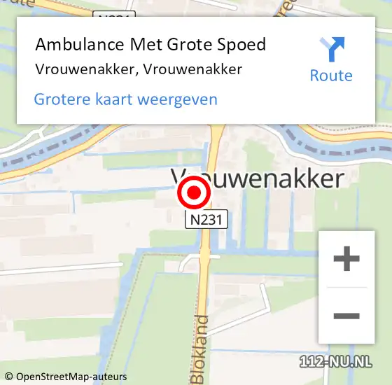 Locatie op kaart van de 112 melding: Ambulance Met Grote Spoed Naar Vrouwenakker, Vrouwenakker op 12 november 2023 15:42