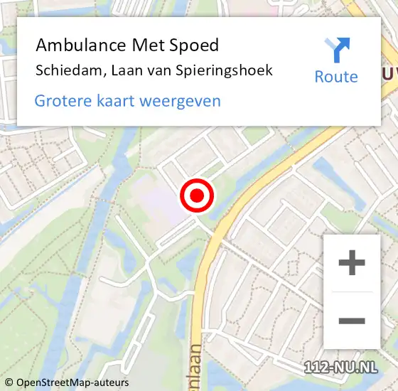 Locatie op kaart van de 112 melding: Ambulance Met Spoed Naar Schiedam, Laan van Spieringshoek op 12 november 2023 16:51