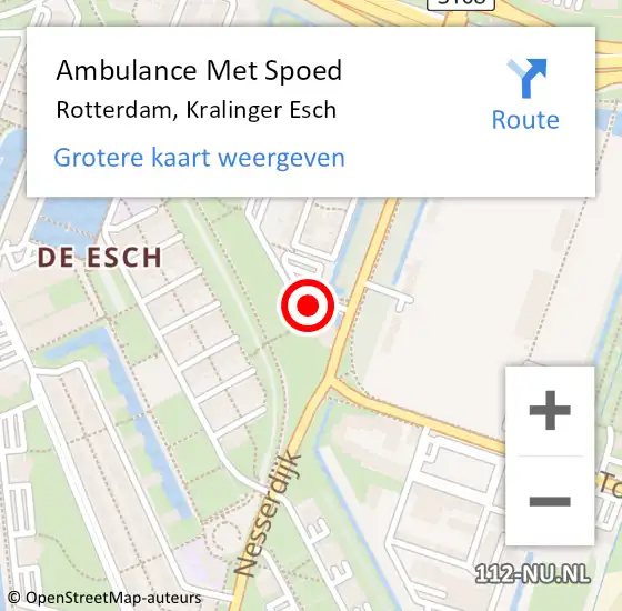 Locatie op kaart van de 112 melding: Ambulance Met Spoed Naar Rotterdam, Kralinger Esch op 12 november 2023 17:14