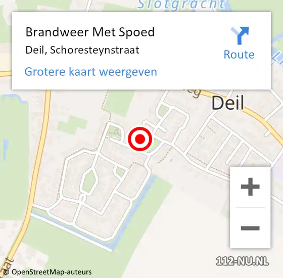 Locatie op kaart van de 112 melding: Brandweer Met Spoed Naar Deil, Schoresteynstraat op 12 november 2023 18:57