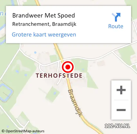 Locatie op kaart van de 112 melding: Brandweer Met Spoed Naar Retranchement, Braamdijk op 12 november 2023 19:07
