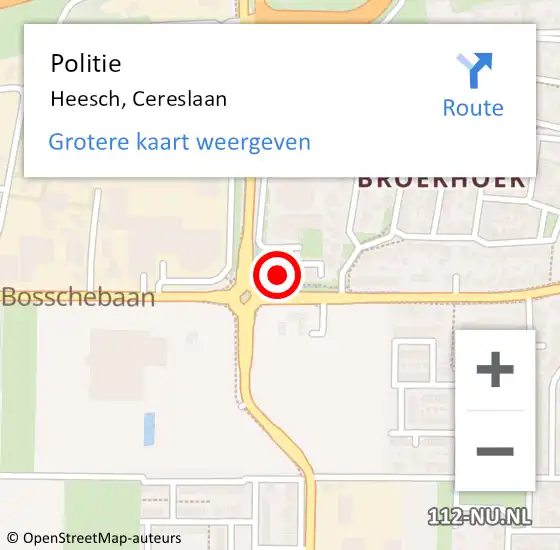 Locatie op kaart van de 112 melding: Politie Heesch, Cereslaan op 12 november 2023 19:45