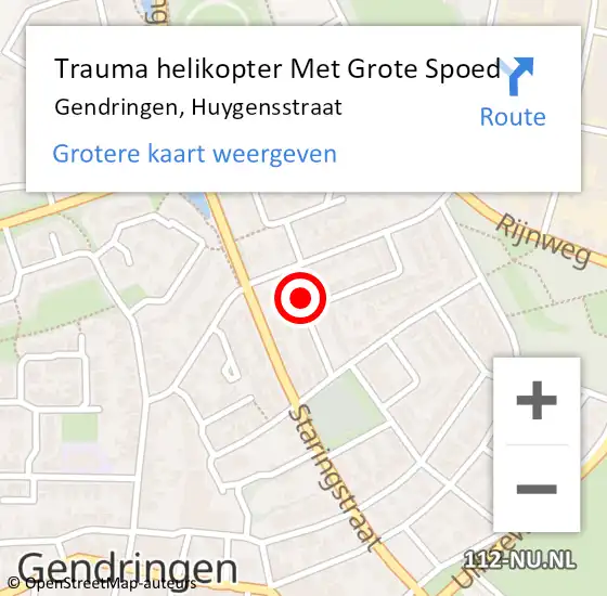 Locatie op kaart van de 112 melding: Trauma helikopter Met Grote Spoed Naar Gendringen, Huygensstraat op 12 november 2023 20:05