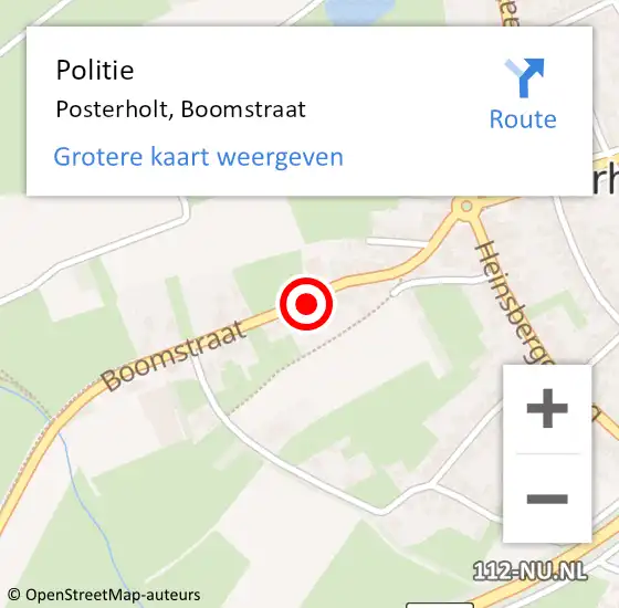 Locatie op kaart van de 112 melding: Politie Posterholt, Boomstraat op 12 november 2023 20:33