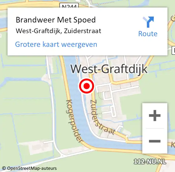 Locatie op kaart van de 112 melding: Brandweer Met Spoed Naar West-Graftdijk, Zuiderstraat op 12 november 2023 20:37