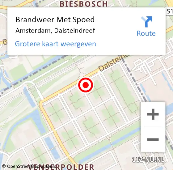 Locatie op kaart van de 112 melding: Brandweer Met Spoed Naar Amsterdam, Dalsteindreef op 12 november 2023 22:56