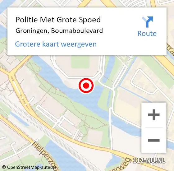 Locatie op kaart van de 112 melding: Politie Met Grote Spoed Naar Groningen, Boumaboulevard op 12 november 2023 23:26