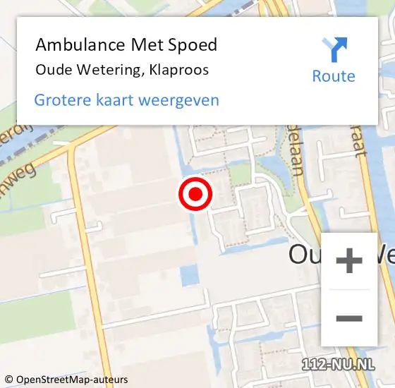 Locatie op kaart van de 112 melding: Ambulance Met Spoed Naar Oude Wetering, Klaproos op 13 november 2023 00:35
