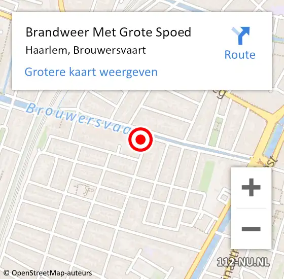 Locatie op kaart van de 112 melding: Brandweer Met Grote Spoed Naar Haarlem, Brouwersvaart op 13 november 2023 00:53