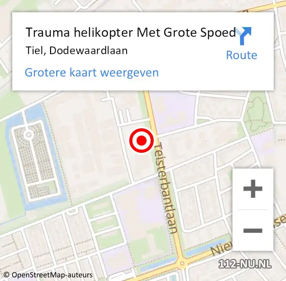 Locatie op kaart van de 112 melding: Trauma helikopter Met Grote Spoed Naar Tiel, Dodewaardlaan op 13 november 2023 00:58