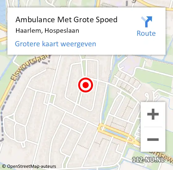 Locatie op kaart van de 112 melding: Ambulance Met Grote Spoed Naar Haarlem, Hospeslaan op 13 november 2023 02:57
