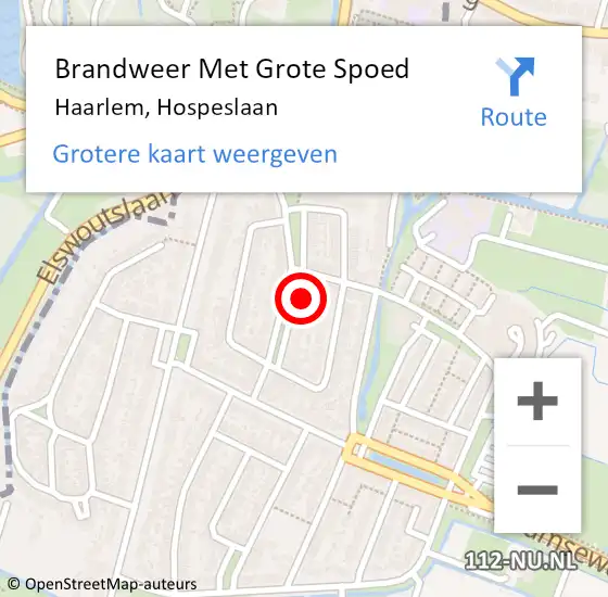 Locatie op kaart van de 112 melding: Brandweer Met Grote Spoed Naar Haarlem, Hospeslaan op 13 november 2023 03:00