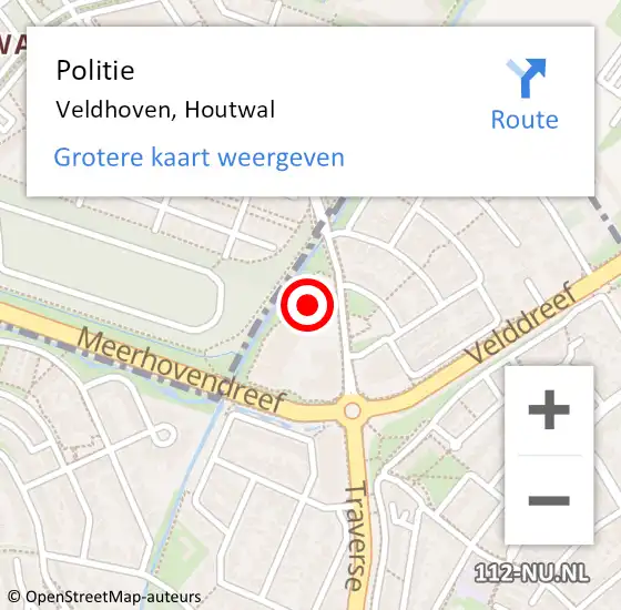 Locatie op kaart van de 112 melding: Politie Veldhoven, Houtwal op 13 november 2023 07:20