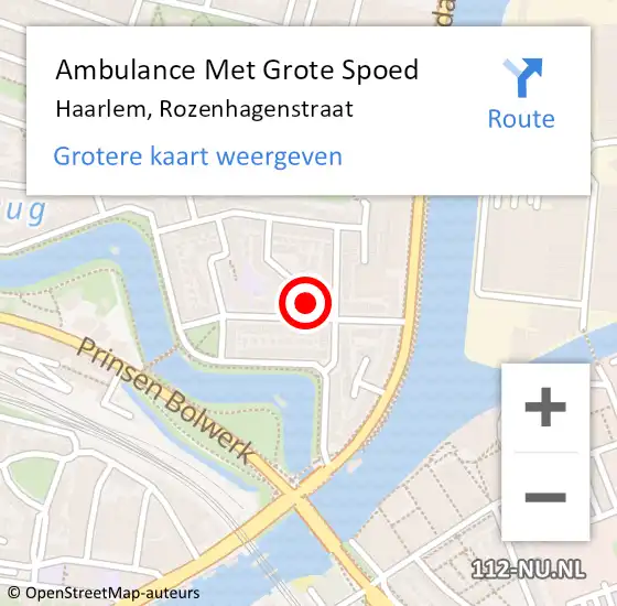Locatie op kaart van de 112 melding: Ambulance Met Grote Spoed Naar Haarlem, Rozenhagenstraat op 13 november 2023 07:23