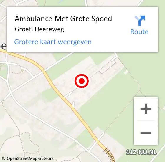 Locatie op kaart van de 112 melding: Ambulance Met Grote Spoed Naar Groet, Heereweg op 13 november 2023 07:24