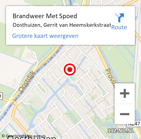 Locatie op kaart van de 112 melding: Brandweer Met Spoed Naar Oosthuizen, Gerrit van Heemskerkstraat op 13 november 2023 08:11