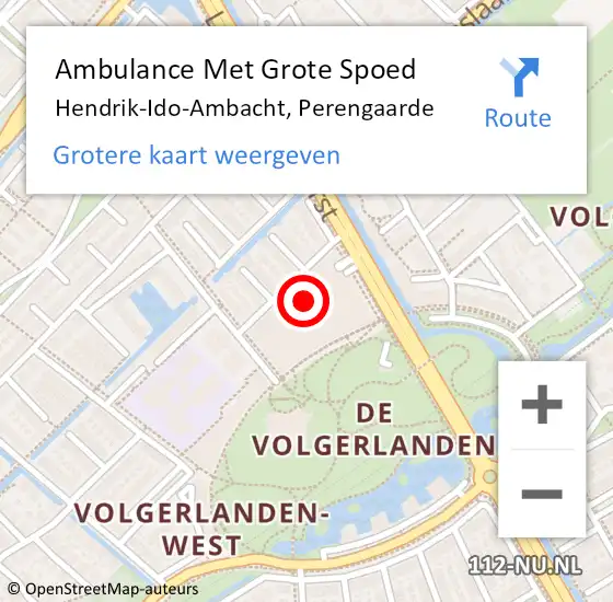 Locatie op kaart van de 112 melding: Ambulance Met Grote Spoed Naar Hendrik-Ido-Ambacht, Perengaarde op 13 november 2023 08:13