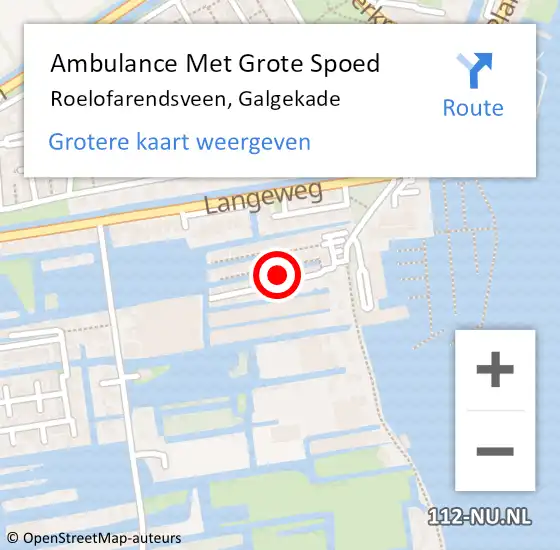 Locatie op kaart van de 112 melding: Ambulance Met Grote Spoed Naar Roelofarendsveen, Galgekade op 13 november 2023 08:24