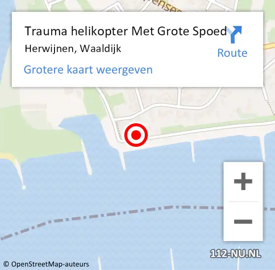 Locatie op kaart van de 112 melding: Trauma helikopter Met Grote Spoed Naar Herwijnen, Waaldijk op 13 november 2023 08:44
