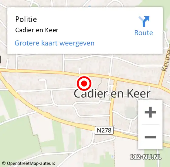 Locatie op kaart van de 112 melding: Politie Cadier en Keer op 13 november 2023 09:35