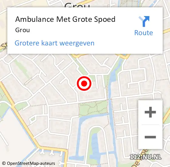 Locatie op kaart van de 112 melding: Ambulance Met Grote Spoed Naar Grou op 13 november 2023 10:03