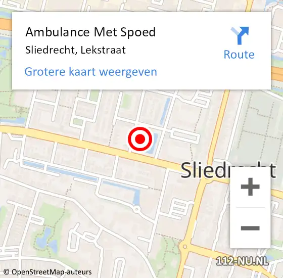 Locatie op kaart van de 112 melding: Ambulance Met Spoed Naar Sliedrecht, Lekstraat op 13 november 2023 10:32