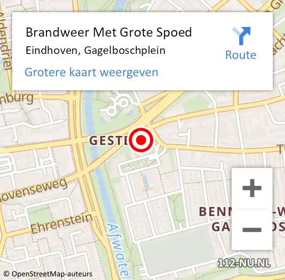 Locatie op kaart van de 112 melding: Brandweer Met Grote Spoed Naar Eindhoven, Gagelboschplein op 13 november 2023 10:47