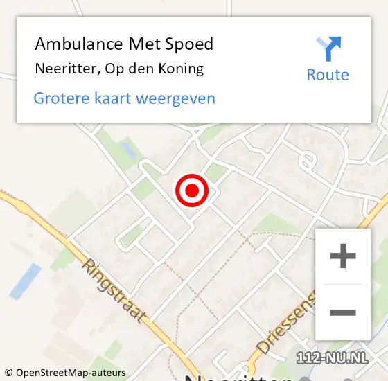 Locatie op kaart van de 112 melding: Ambulance Met Spoed Naar Neeritter, Op den Koning op 15 september 2014 09:35