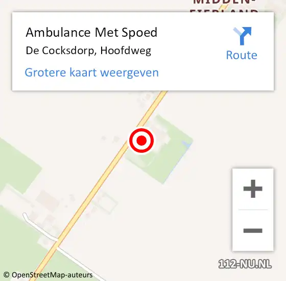 Locatie op kaart van de 112 melding: Ambulance Met Spoed Naar De Cocksdorp, Hoofdweg op 13 november 2023 13:12