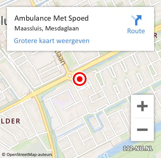 Locatie op kaart van de 112 melding: Ambulance Met Spoed Naar Maassluis, Mesdaglaan op 13 november 2023 13:13