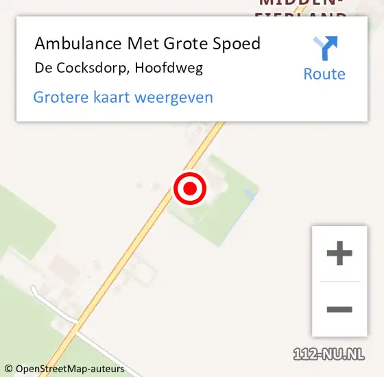 Locatie op kaart van de 112 melding: Ambulance Met Grote Spoed Naar De Cocksdorp, Hoofdweg op 13 november 2023 13:18