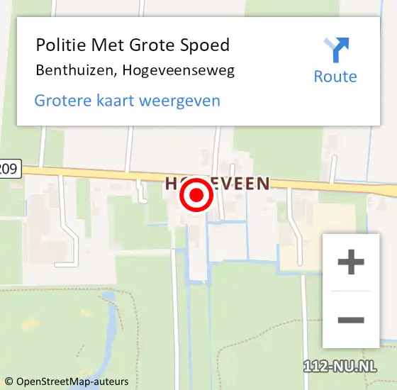 Locatie op kaart van de 112 melding: Politie Met Grote Spoed Naar Benthuizen, Hogeveenseweg op 13 november 2023 14:06