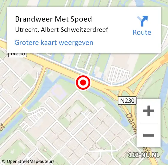 Locatie op kaart van de 112 melding: Brandweer Met Spoed Naar Utrecht, Albert Schweitzerdreef op 13 november 2023 14:54