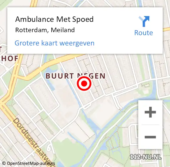 Locatie op kaart van de 112 melding: Ambulance Met Spoed Naar Rotterdam, Meiland op 13 november 2023 15:09