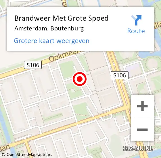 Locatie op kaart van de 112 melding: Brandweer Met Grote Spoed Naar Amsterdam, Boutenburg op 13 november 2023 15:16