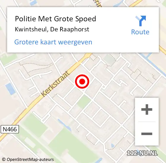 Locatie op kaart van de 112 melding: Politie Met Grote Spoed Naar Kwintsheul, De Raaphorst op 13 november 2023 16:22