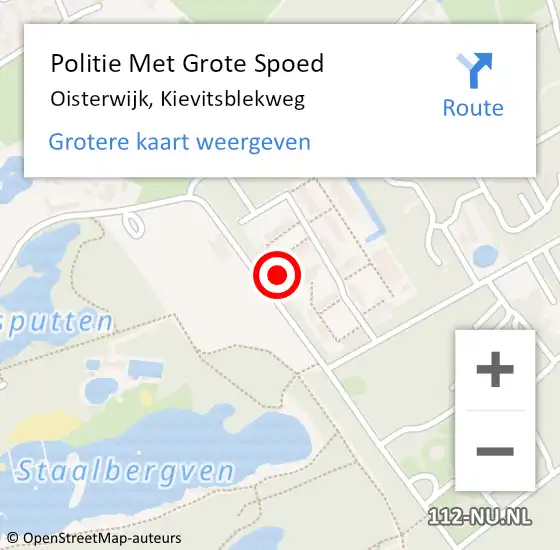 Locatie op kaart van de 112 melding: Politie Met Grote Spoed Naar Oisterwijk, Kievitsblekweg op 13 november 2023 17:42