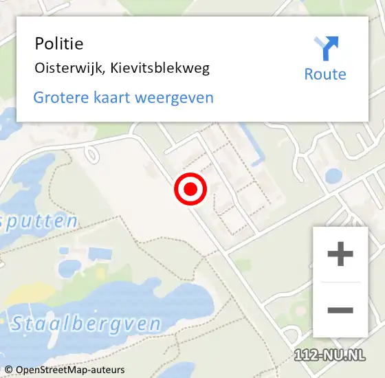 Locatie op kaart van de 112 melding: Politie Oisterwijk, Kievitsblekweg op 13 november 2023 17:42