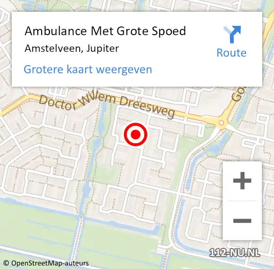 Locatie op kaart van de 112 melding: Ambulance Met Grote Spoed Naar Amstelveen, Jupiter op 13 november 2023 17:48