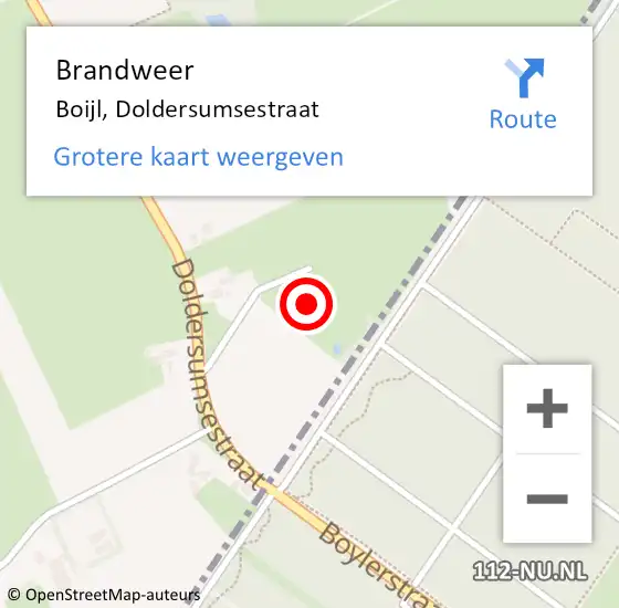 Locatie op kaart van de 112 melding: Brandweer Boijl, Doldersumsestraat op 13 november 2023 18:08