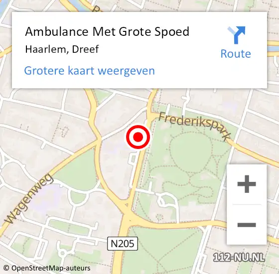 Locatie op kaart van de 112 melding: Ambulance Met Grote Spoed Naar Haarlem, Dreef op 13 november 2023 18:35