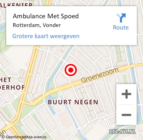 Locatie op kaart van de 112 melding: Ambulance Met Spoed Naar Rotterdam, Vonder op 13 november 2023 19:37