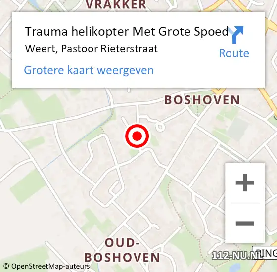 Locatie op kaart van de 112 melding: Trauma helikopter Met Grote Spoed Naar Weert, Pastoor Rieterstraat op 13 november 2023 20:57